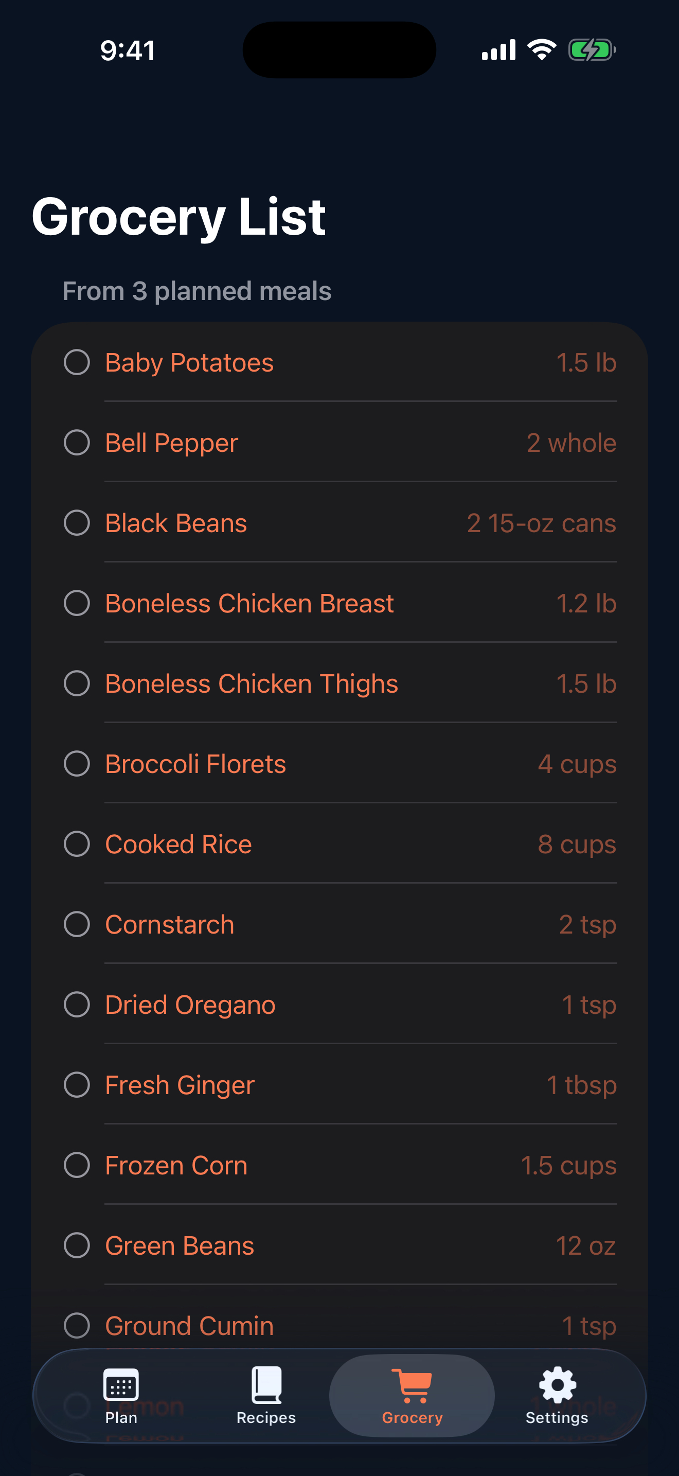 Nash Meals app screen 4